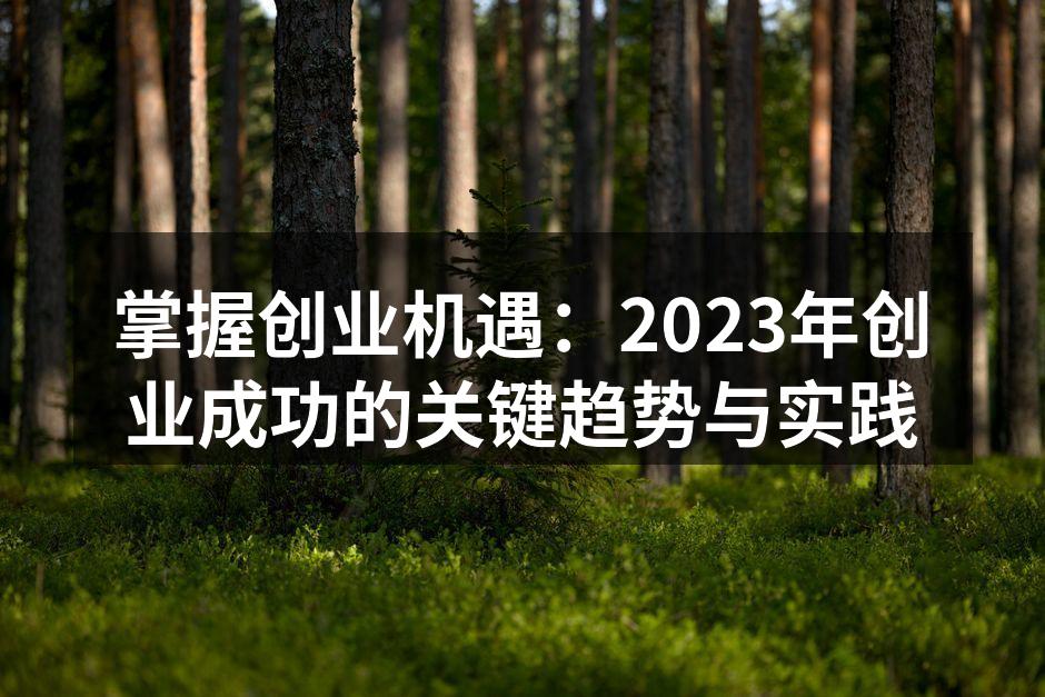 掌握创业机遇：2023年创业成功的关键趋势与实践