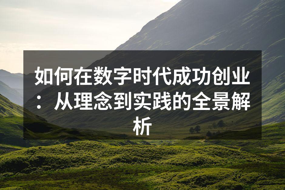 如何在数字时代成功创业：从理念到实践的全景解析