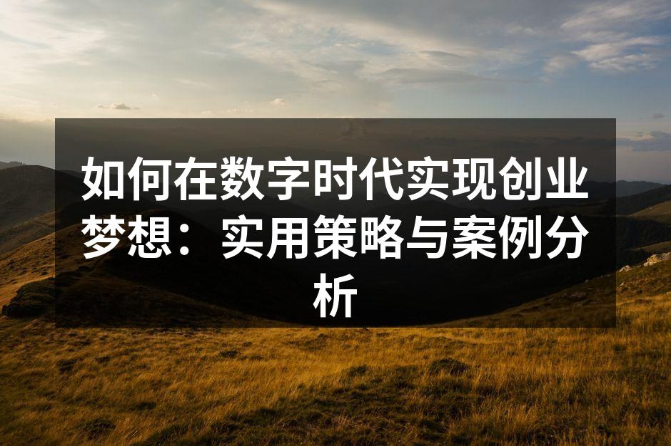 如何在数字时代实现创业梦想：实用策略与案例分析