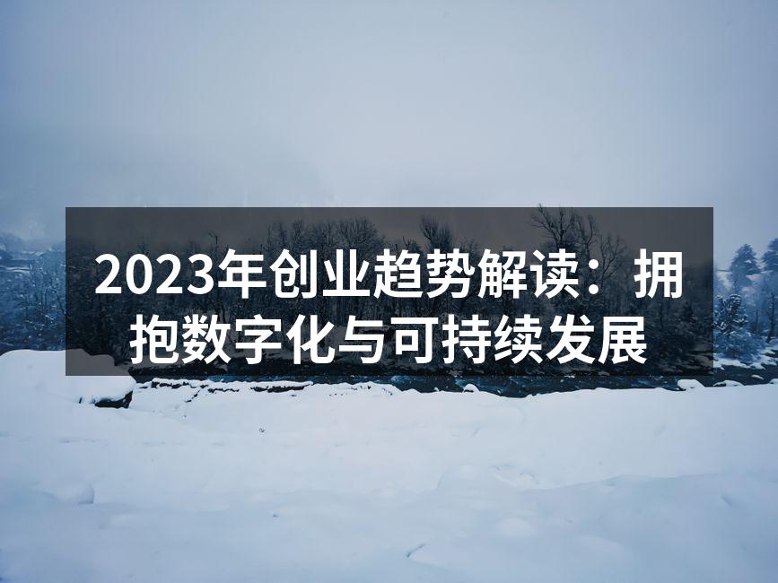 2023年创业趋势解读：拥抱数字化与可持续发展