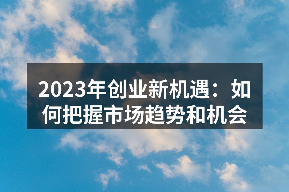 2023年创业新机遇：如何把握市场趋势和机会